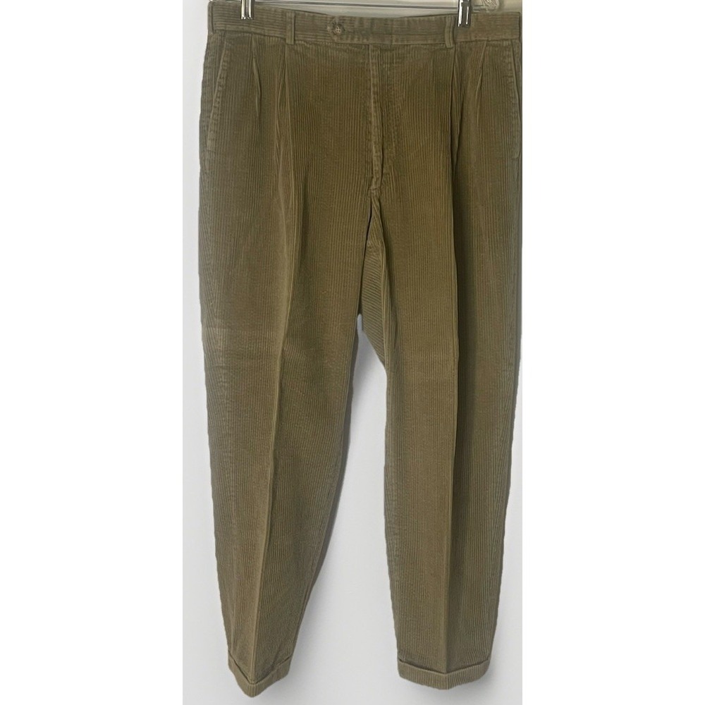 Vintage Austin‎ Reed Rover Wide Wale Corduroy Pleated Pants Tan 36R Cuffed